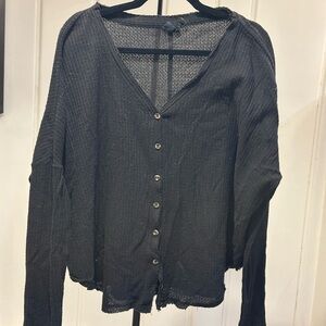 Urban Outfitters Black Sheer Button-Down Shirt